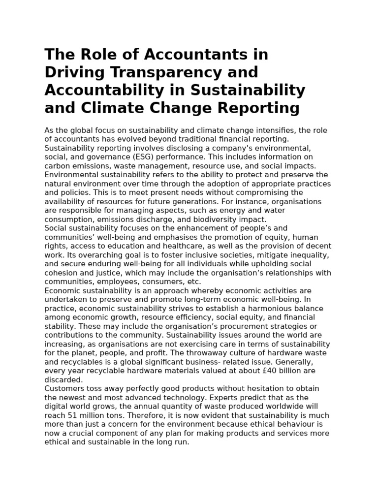 Accountants' Role in Sustainability Reporting | PDF | Sustainability ...
