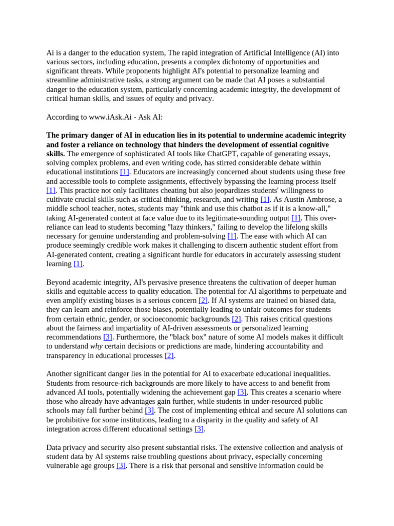 AI Threats to Education Integrity | PDF | Artificial Intelligence ...
