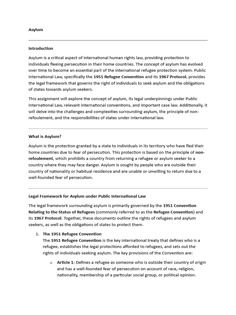 Understanding Asylum and Its Legal Framework | PDF | Refugee | Right Of ...