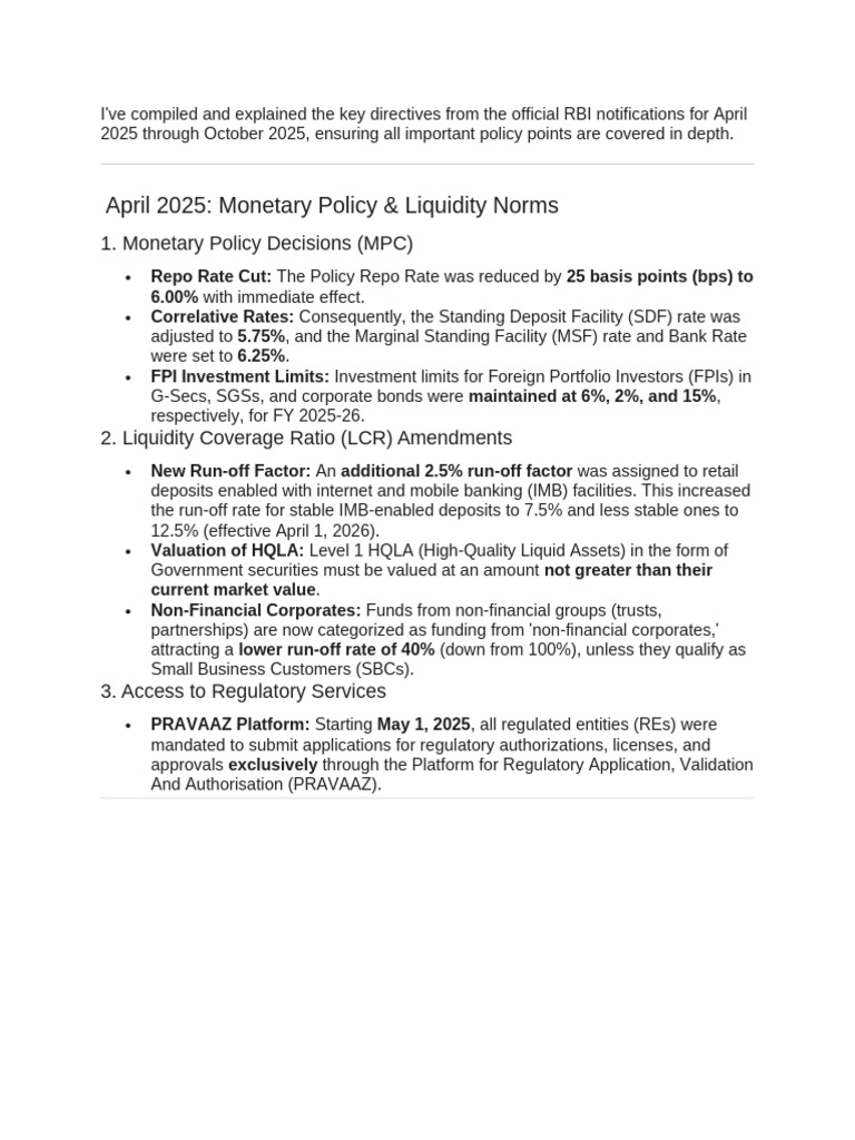 RBI recent updates | PDF | Reserve Bank Of India | Loans