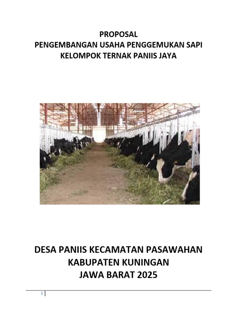 Pengembangan Usaha Penggemukan Sapi Paniis Jaya | PDF