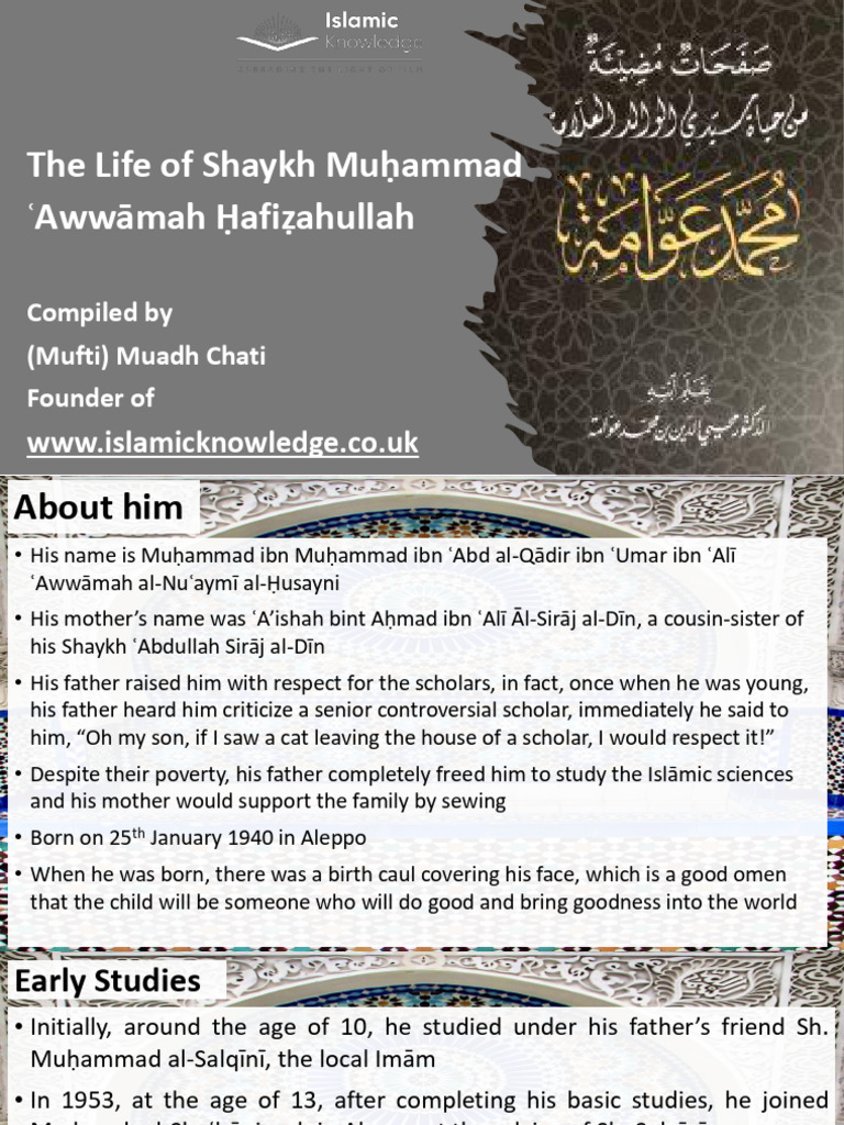 Life and Legacy of Shaykh Muhammad ʿAwwāmah | PDF | Sheikh | Sharia