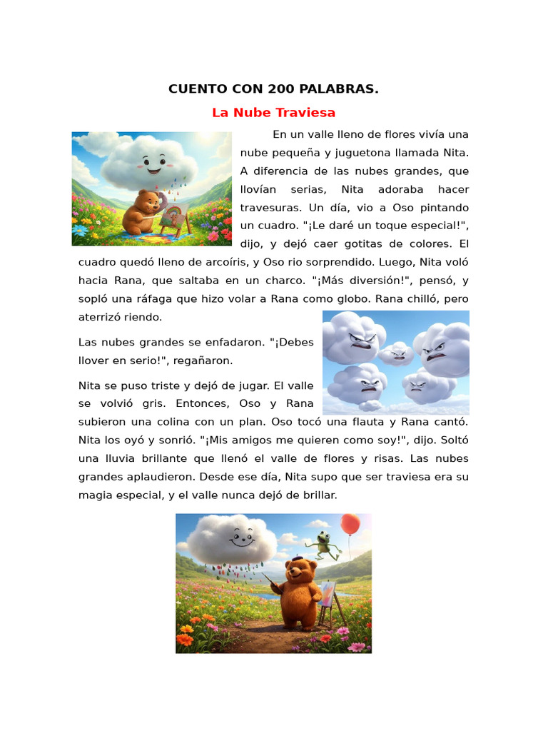 La Nube Traviesa: Un Cuento Corto | PDF