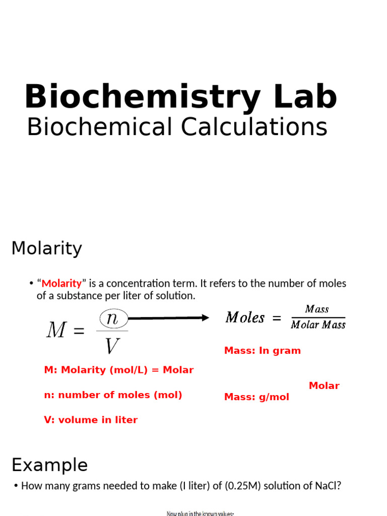Biochemical Calculations and Solutions Guide | PDF | Mass Concentration ...