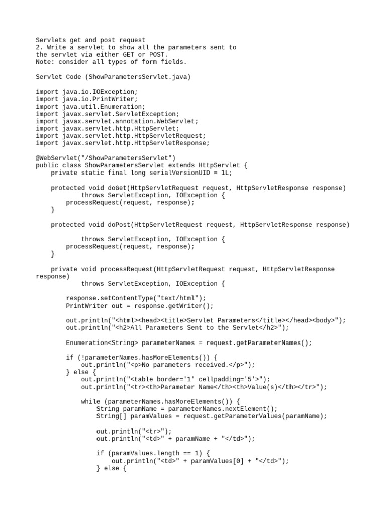 Servlets for GET/POST Requests Handling | PDF | Java Specification ...