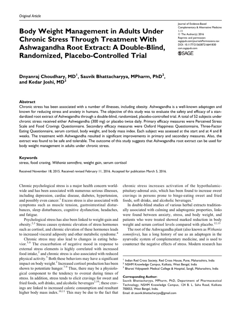 Ashwagandha for Weight Management in Stress | PDF | Stress (Biology ...