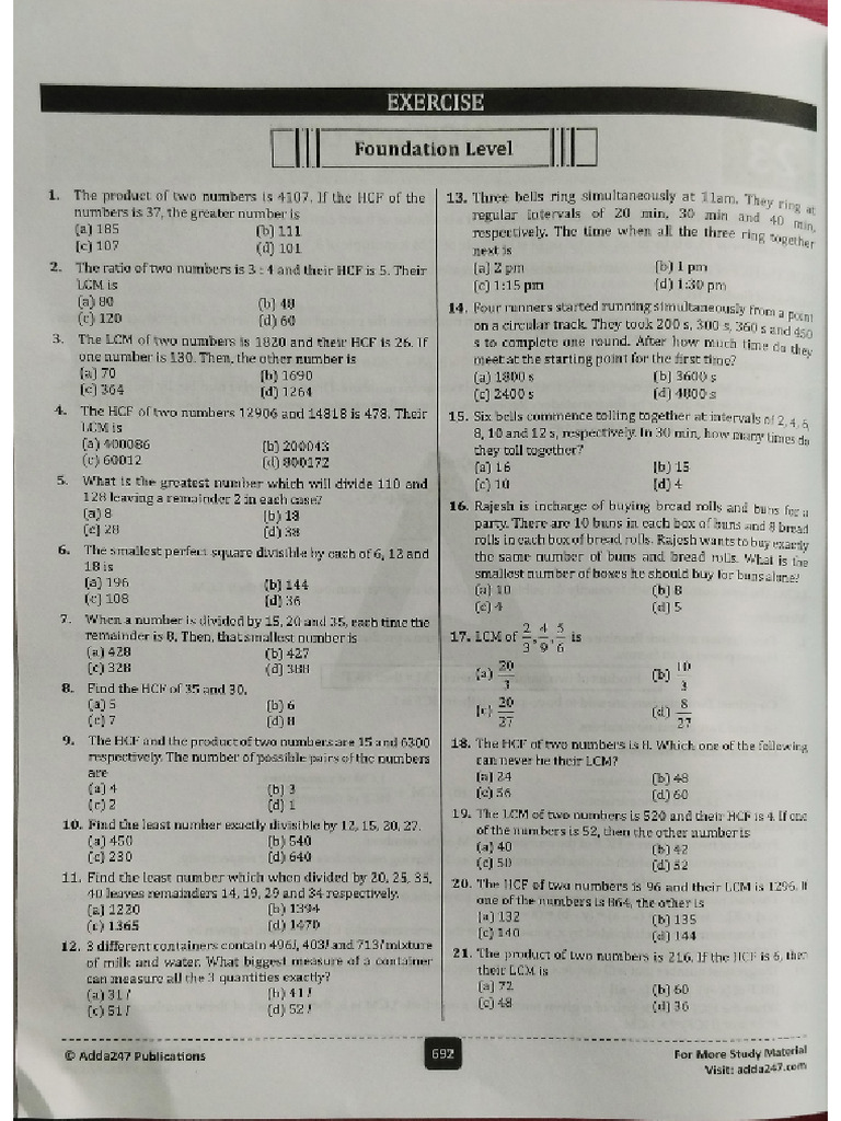 HCF and LCM | PDF