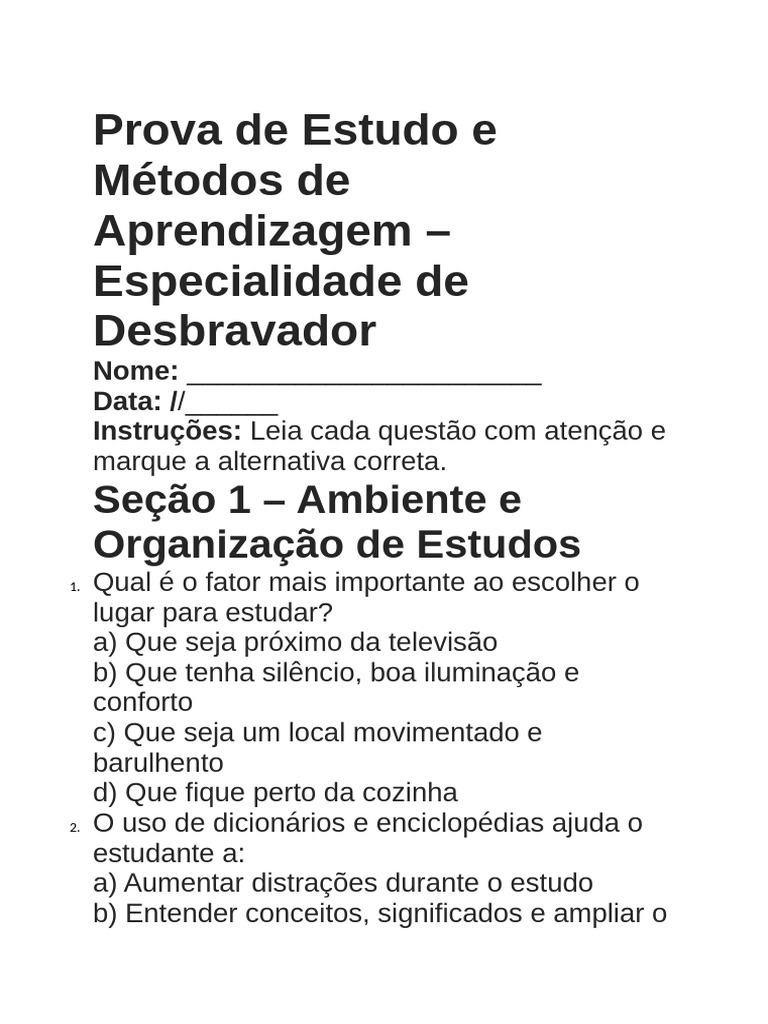 Métodos de Estudo e Aprendizagem | PDF | Aprendizado | Abstract (resumo)