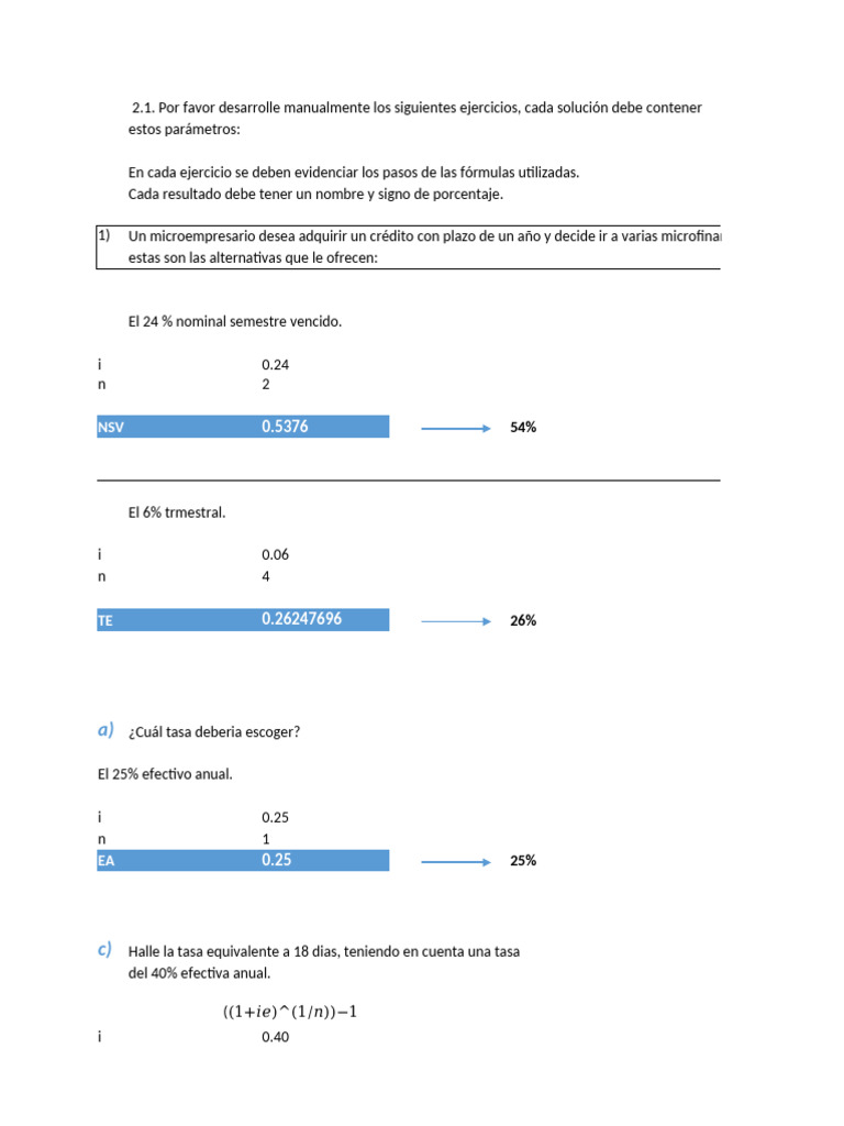 Ejercicios de Tasa de Interés y Créditos | PDF