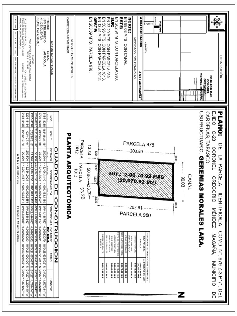 Plano de Parcela Ejidal en Tabasco | PDF