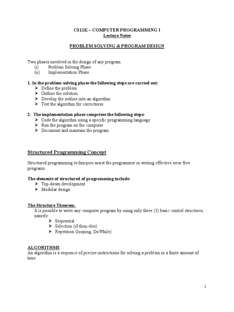 Lecture Notes 5 - Problem Solving | PDF | Algorithms | Programming Language