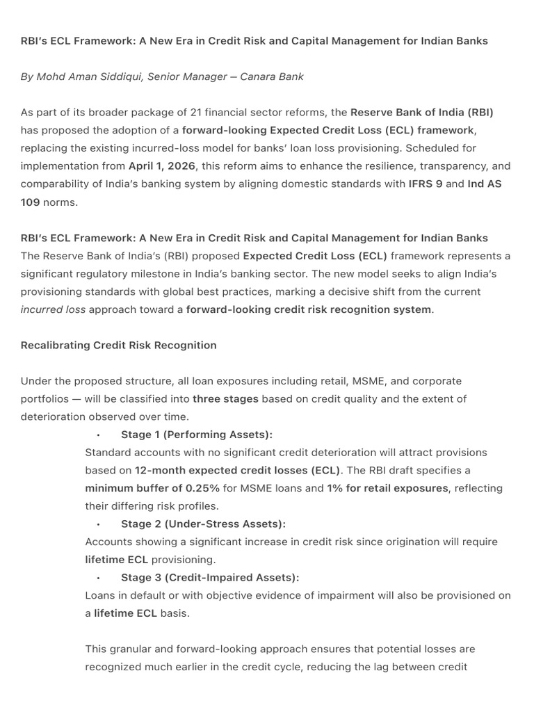 RBI's ECL Norms: Transforming Credit Risk | PDF | Basel Iii | Banks
