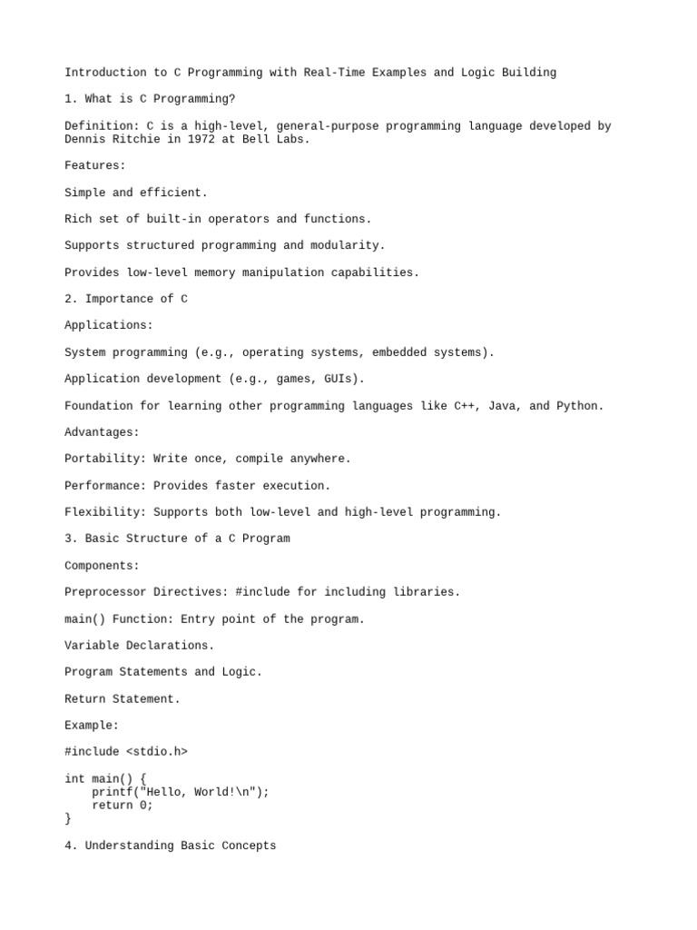C Programming Basics and Control Structures | PDF | Control Flow ...