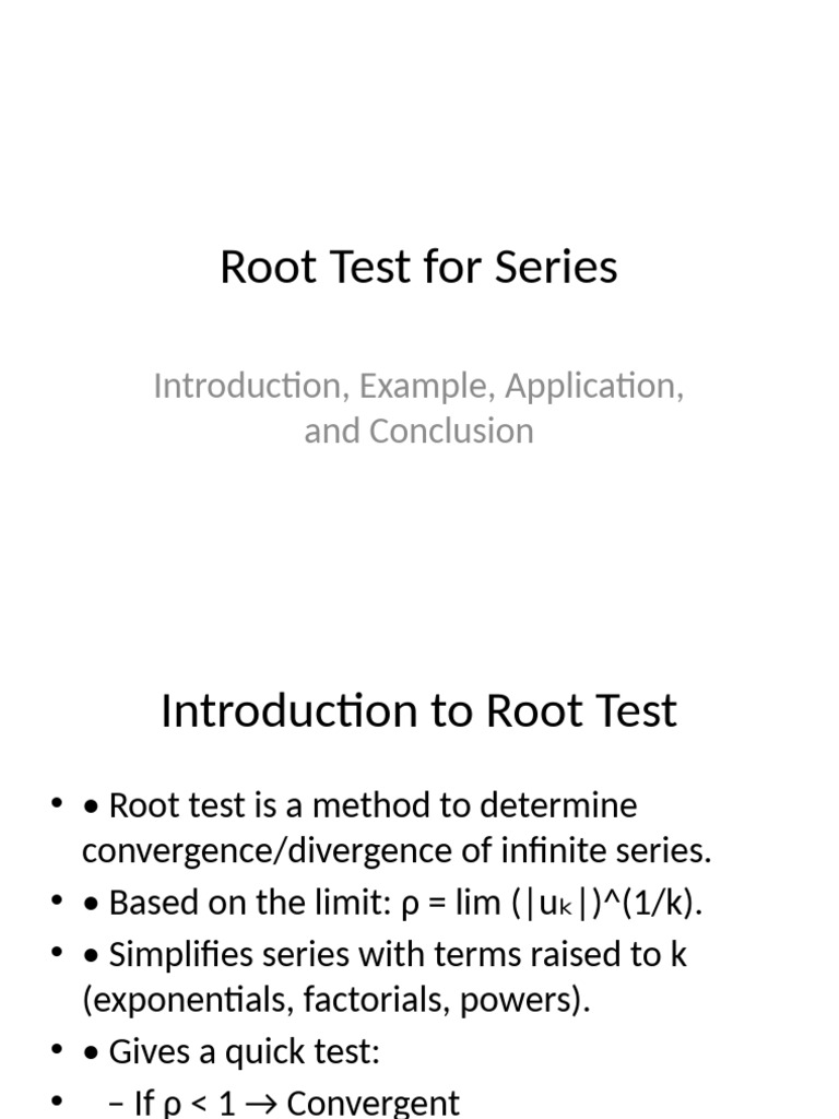 Root Test for Series Convergence Guide | PDF