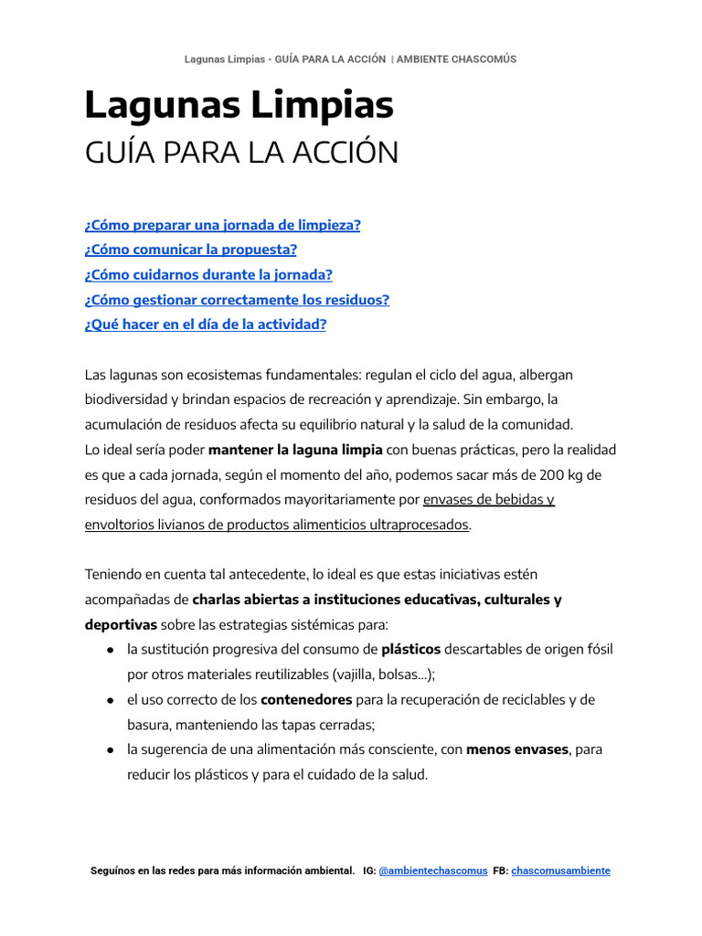 Guía de Limpieza para Lagunas Limpias | PDF | Residuos | Agua