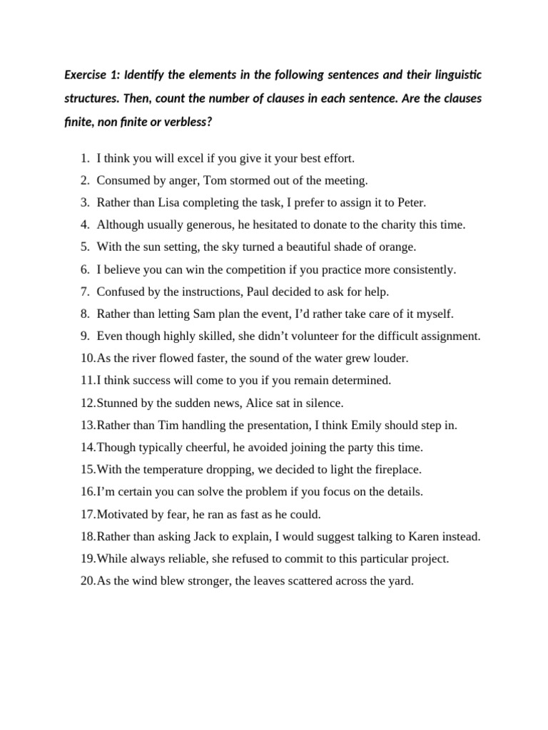Exercise 1 Clauses | PDF