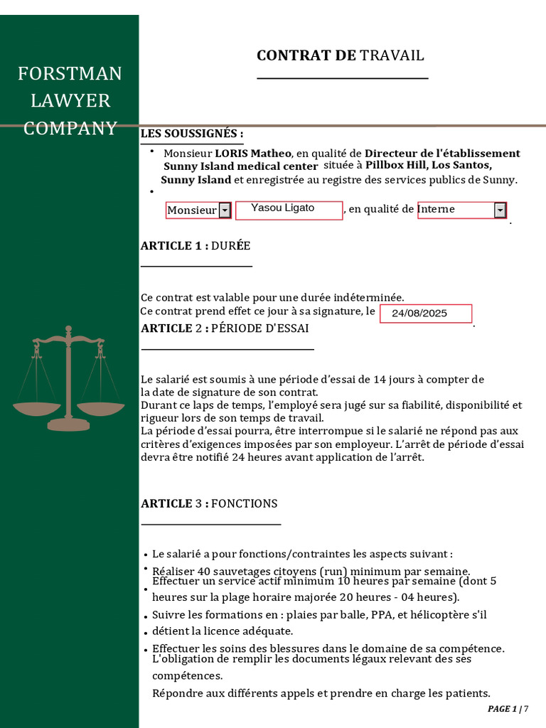 SIMC - Contrat Travail - Interne - Monsieur Yasou Ligato (Signé) - 24 ...