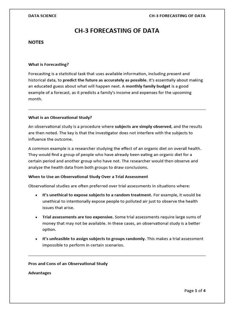 Data Forecasting and Observational Studies | PDF | Forecasting | Budget