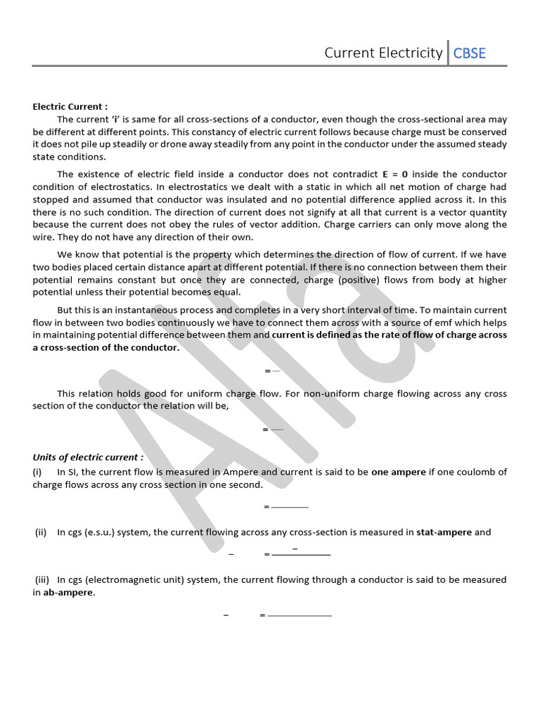 Understanding Electric Current Basics | PDF | Electrical Resistivity ...