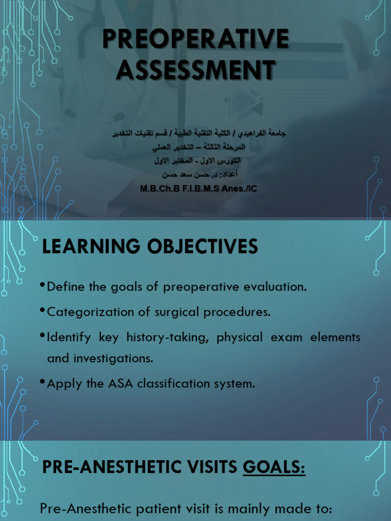 Lab. 1 Preoperative Assessment 3rd Stage Anes. Lab 1st Sem | PDF ...