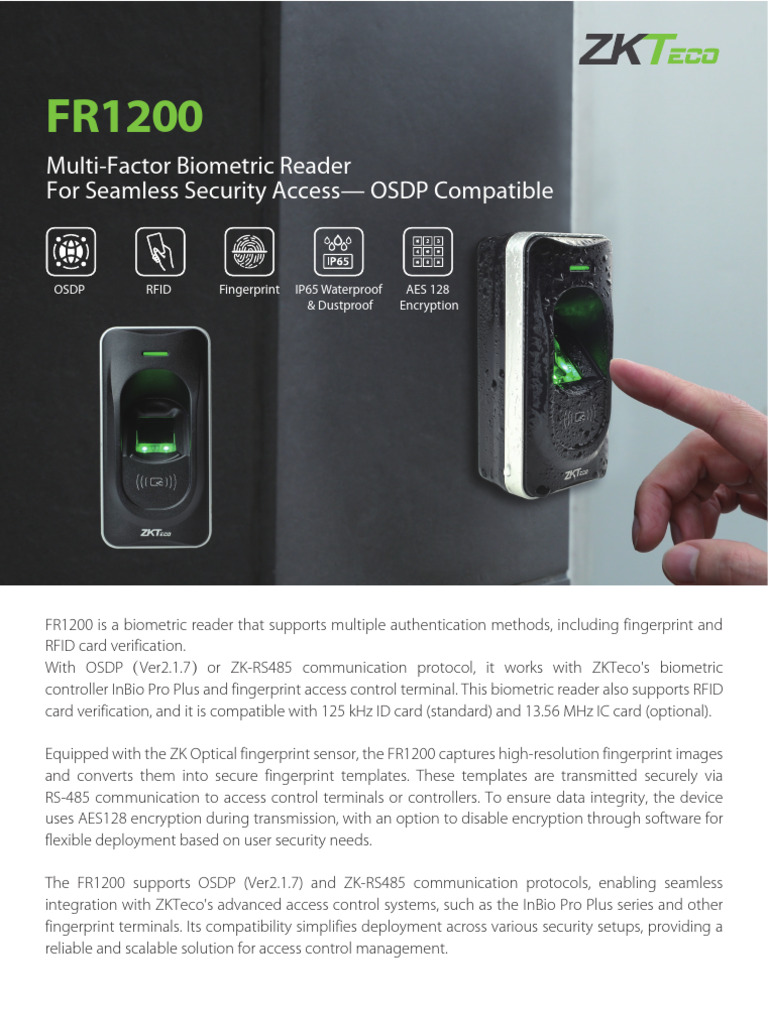 FR1200 Datasheet 20250814 | PDF | Access Control | Radio Frequency ...