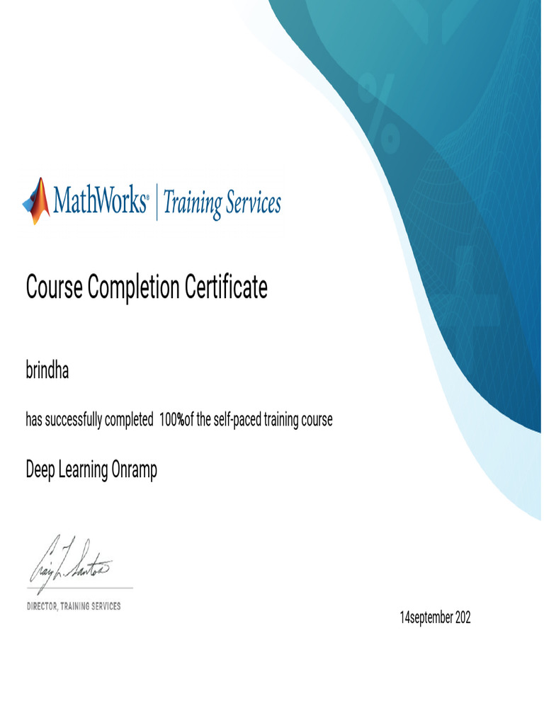 Deep Learning Onramp Certificate | PDF