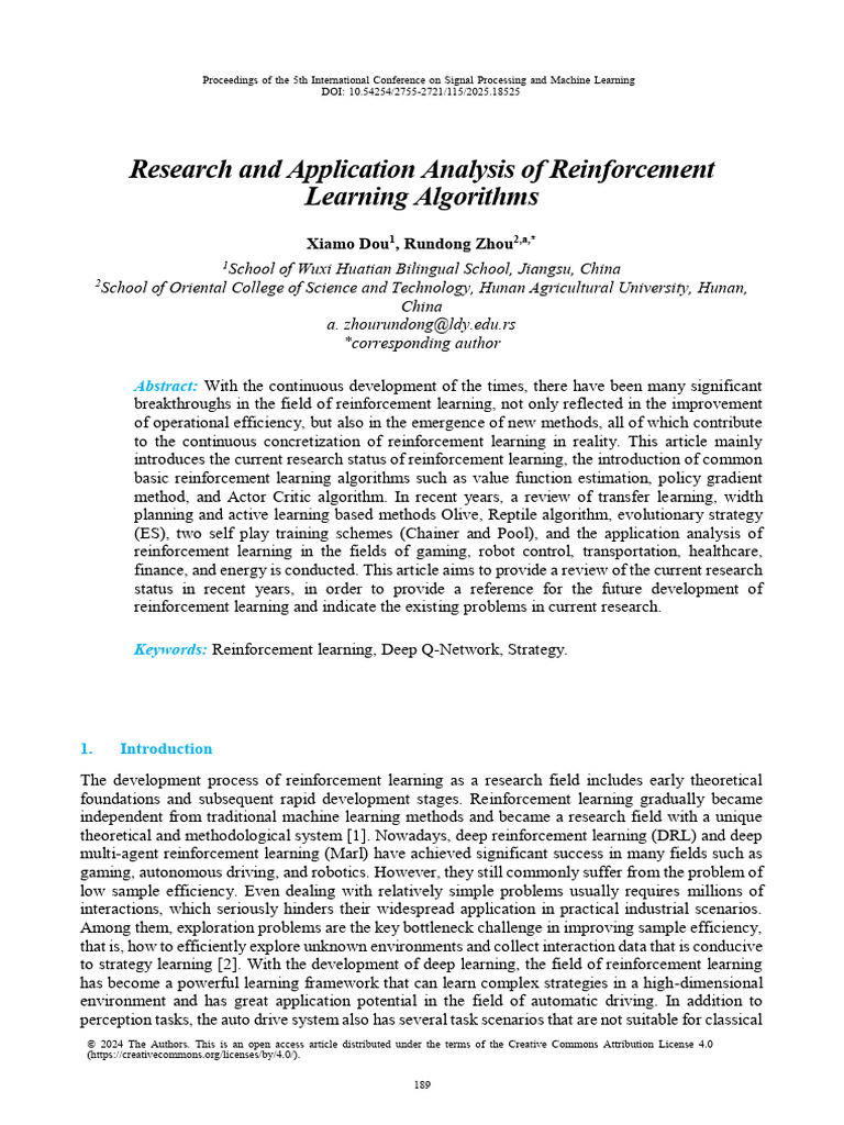 Reinforcement Learning Algorithms Review | PDF | Applied Mathematics ...
