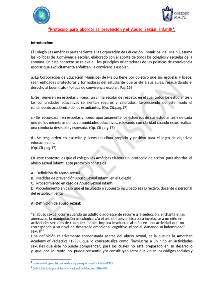 Protocolo para Abordar La Prevencion T El Abuso Sexual Infantil | PDF ...