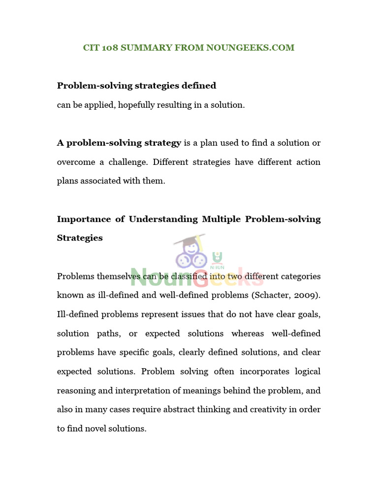 CIT 108 Problem-Solving Strategies | PDF | Software Testing | Dynamic ...