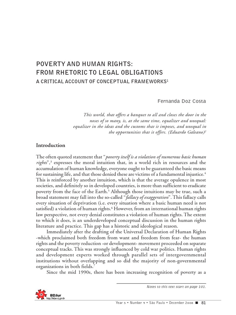 Poverty and Human Rights: From Rhetoric To Legal Obligations | PDF ...
