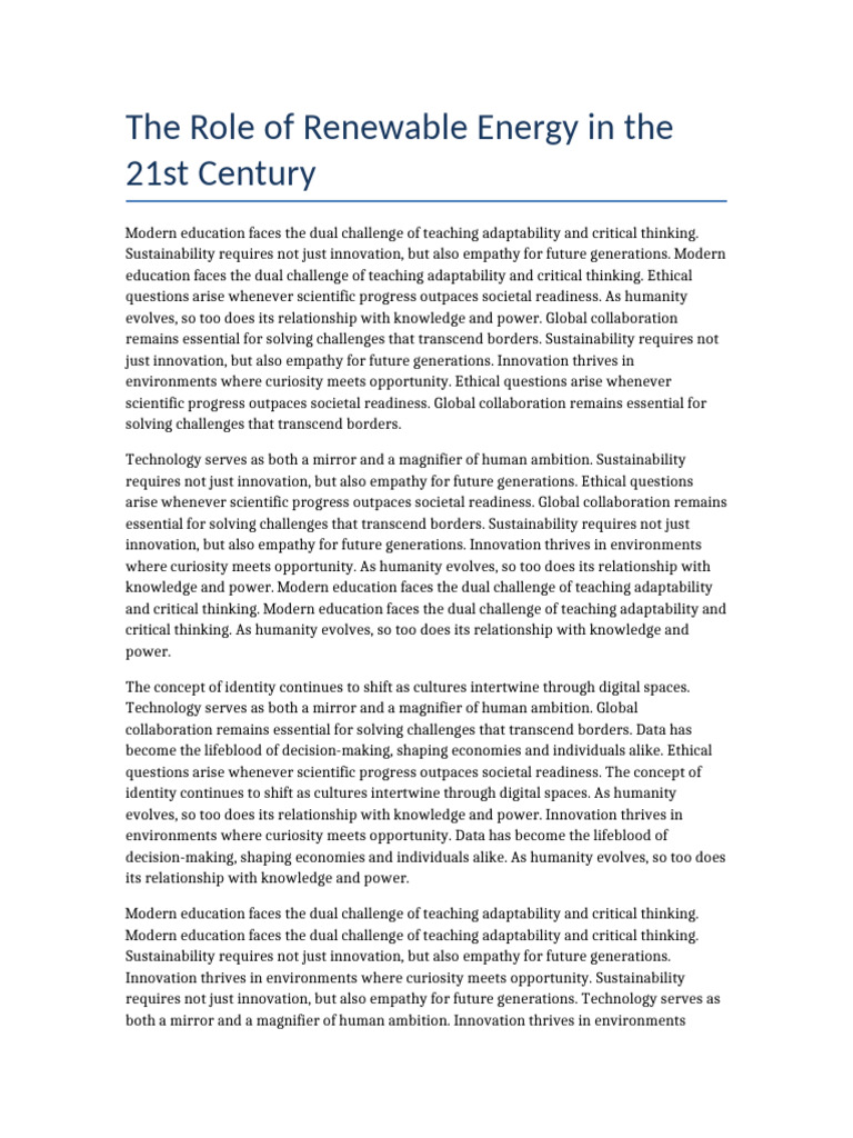 Renewable Energy's Impact on Education | PDF | Creativity | Innovation