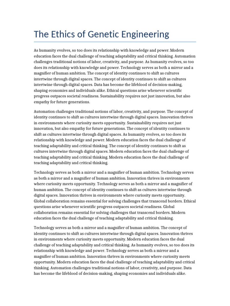 Ethical Implications of Genetic Engineering | PDF | Creativity | Innovation