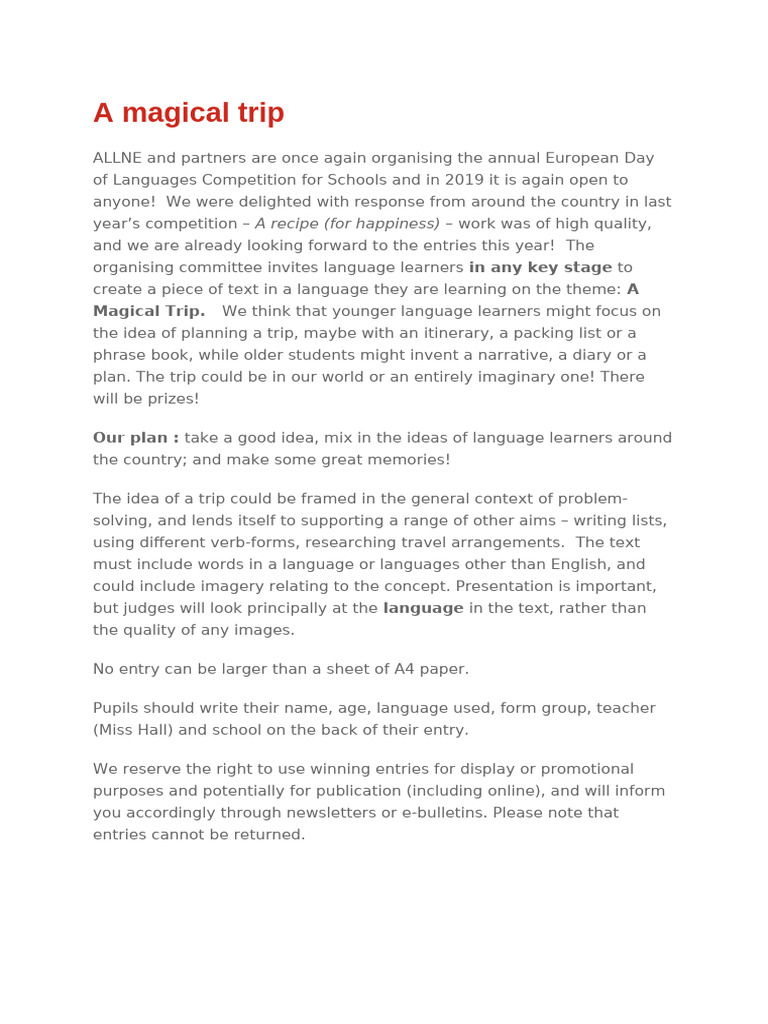 European Day of Languages Competition Instructions | PDF