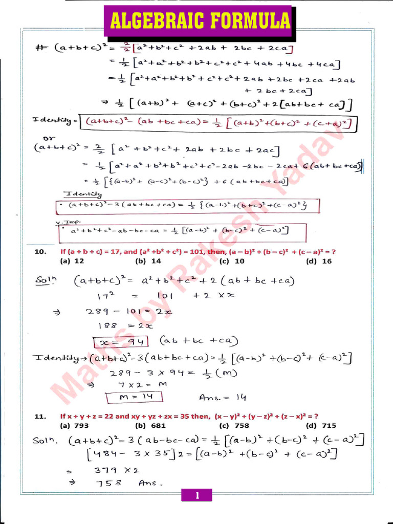 (Notes) - Algebra Notes 15-03GodFather | PDF