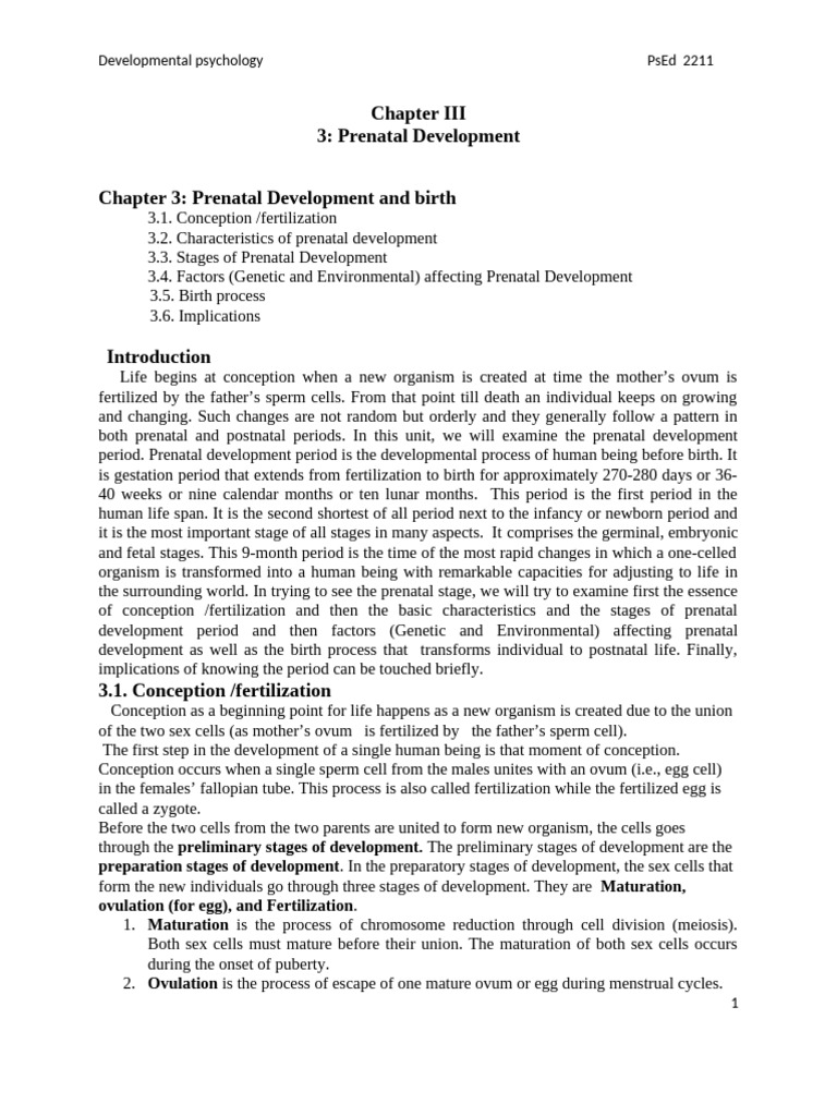 Prenatal Development Overview and Stages | PDF | Embryo | Infants