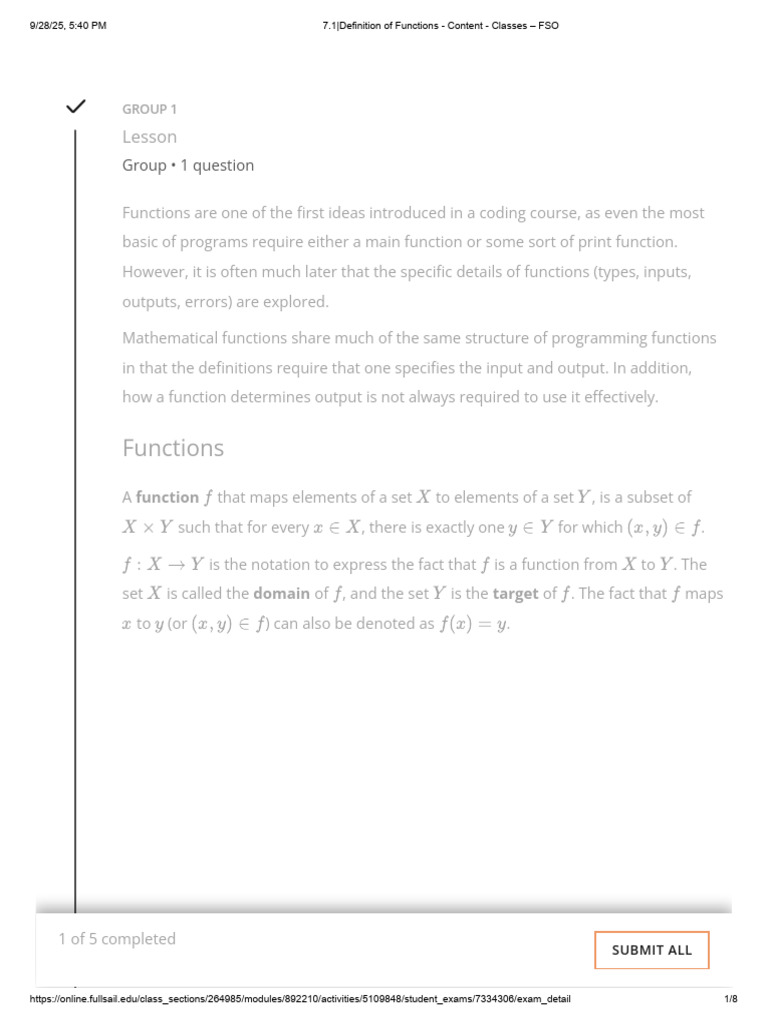 7.1 - Definition of Functions - Content - Classes - FSO | PDF ...