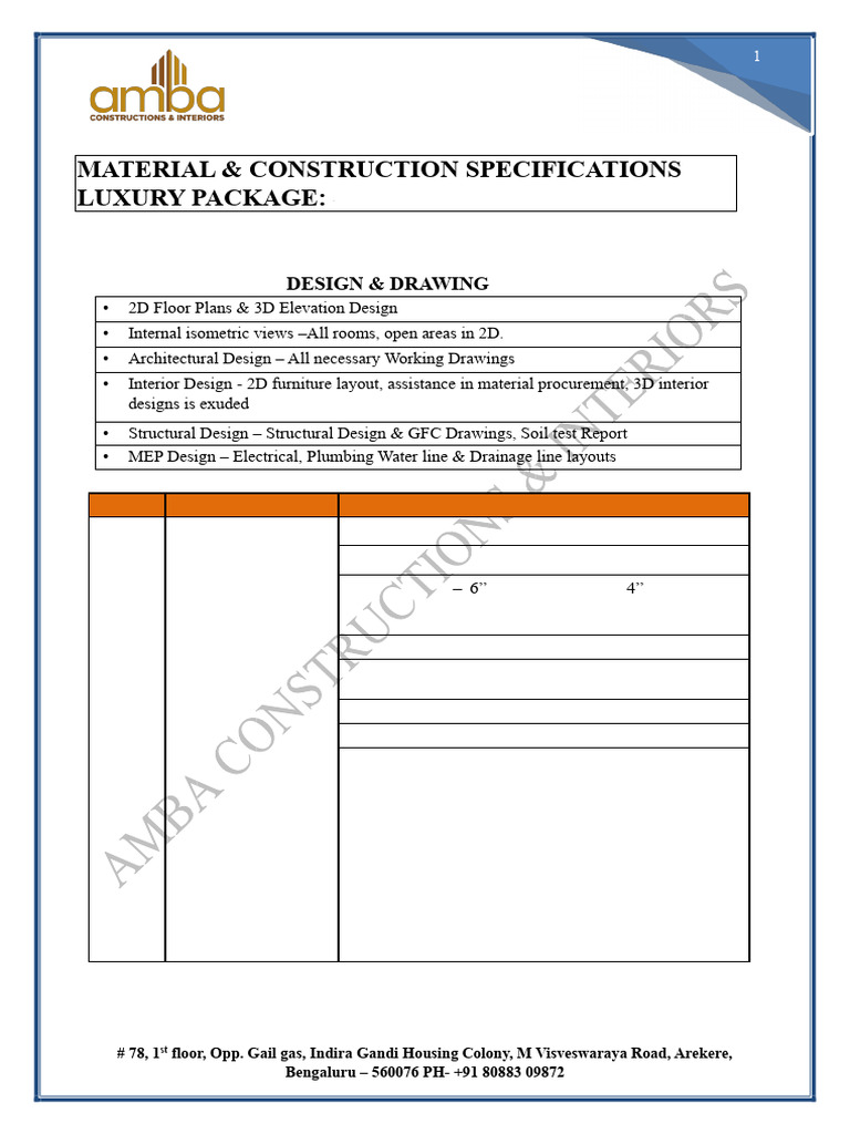 Luxury Construction Specifications Guide | PDF | Door | Wall