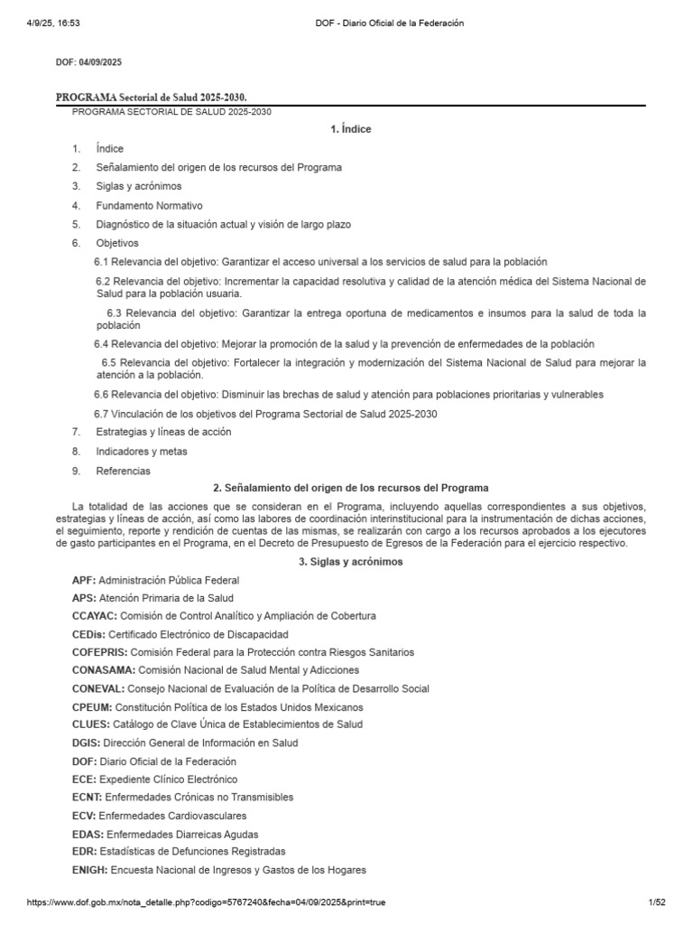 Programa Sectorial de Salud 2025-2030 | PDF | Sustentabilidad | Diabetes