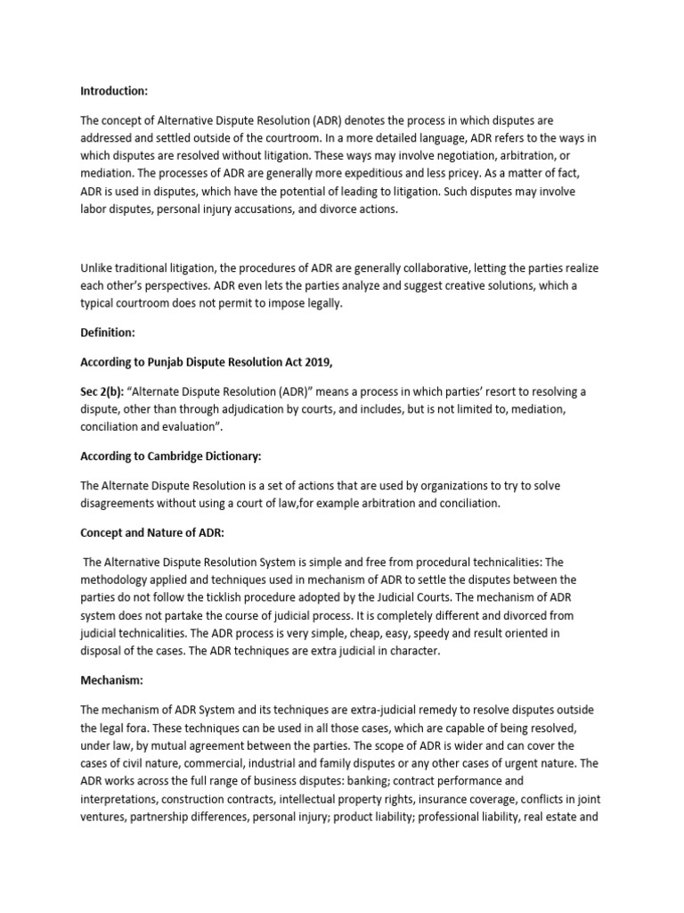 Introduction Adr and Types Mam Mizra | PDF | Alternative Dispute ...