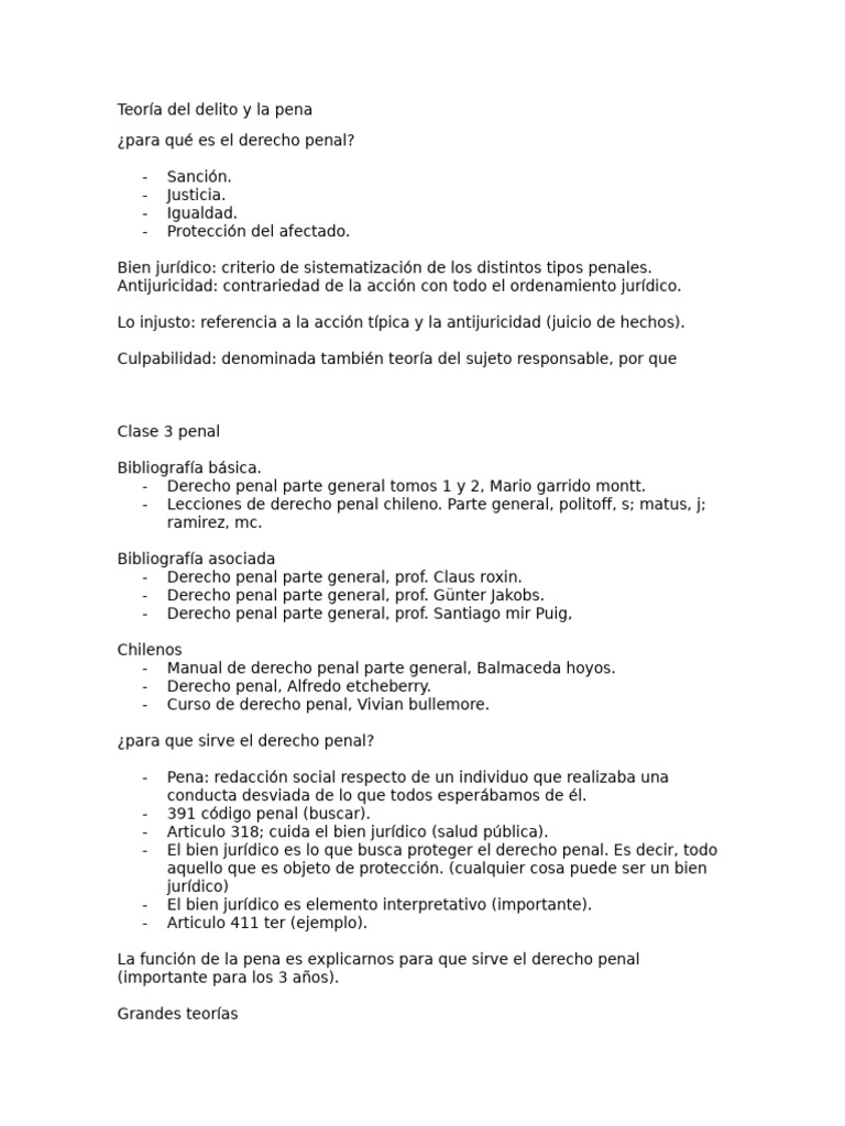 Teoría del Delito y la Pena en Derecho Penal | PDF | Castigos | Derecho ...