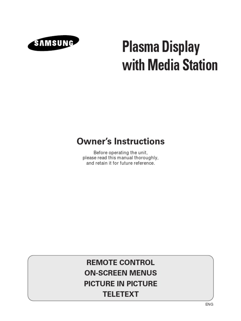 Plasma Display With Media Station: Owner's Instructions | PDF ...