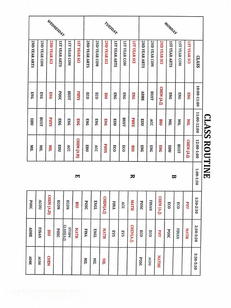 New Class Routine 2025 | PDF