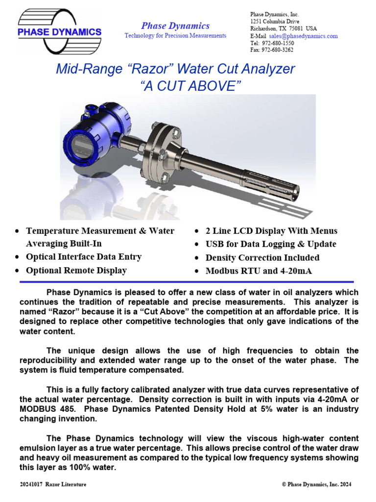 Mid-Range Razor Water Cut Analyzer | PDF | Water