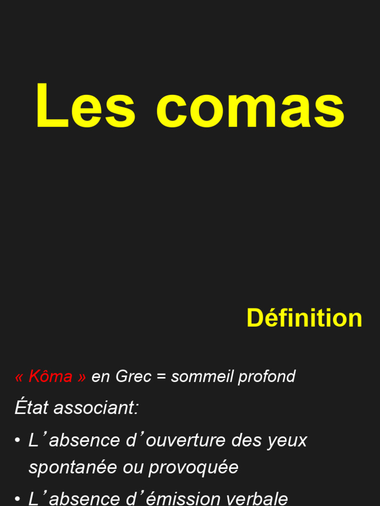 Comprendre le coma : causes et prise en charge | PDF | Coma | Maladies ...
