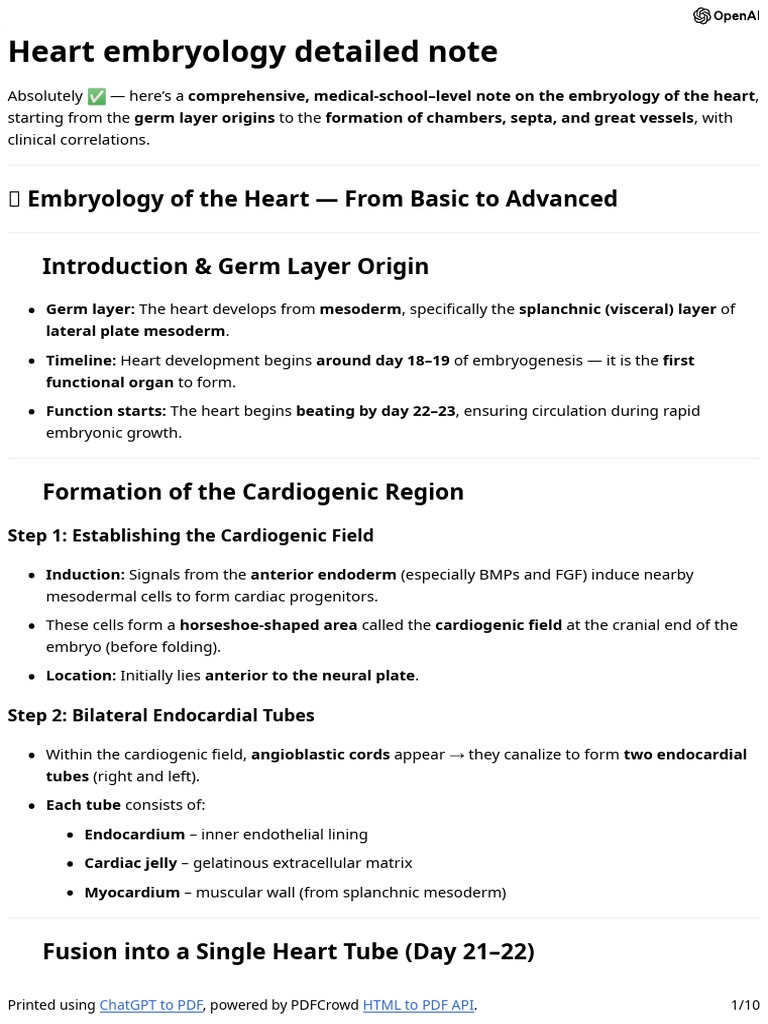 Heart Development: Embryology Overview | PDF | Heart Valve | Atrium (Heart)