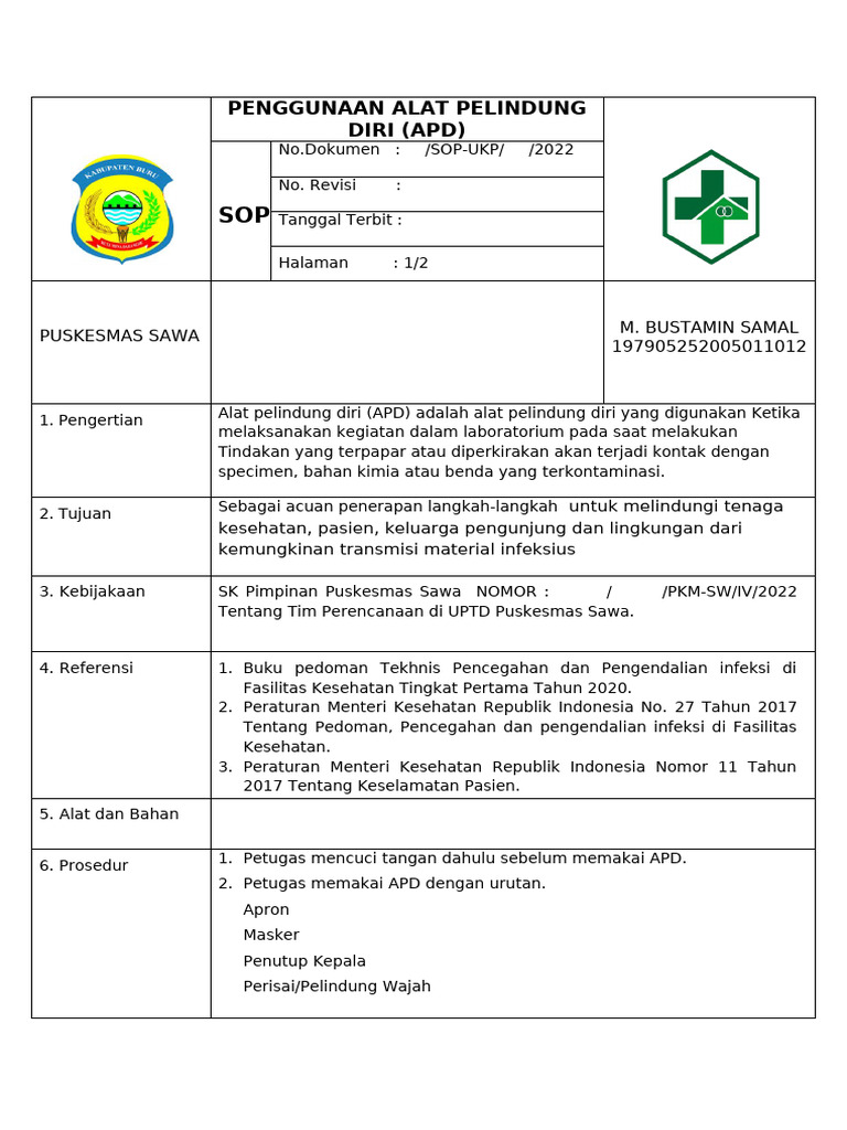 Panduan Penggunaan APD di Puskesmas | PDF