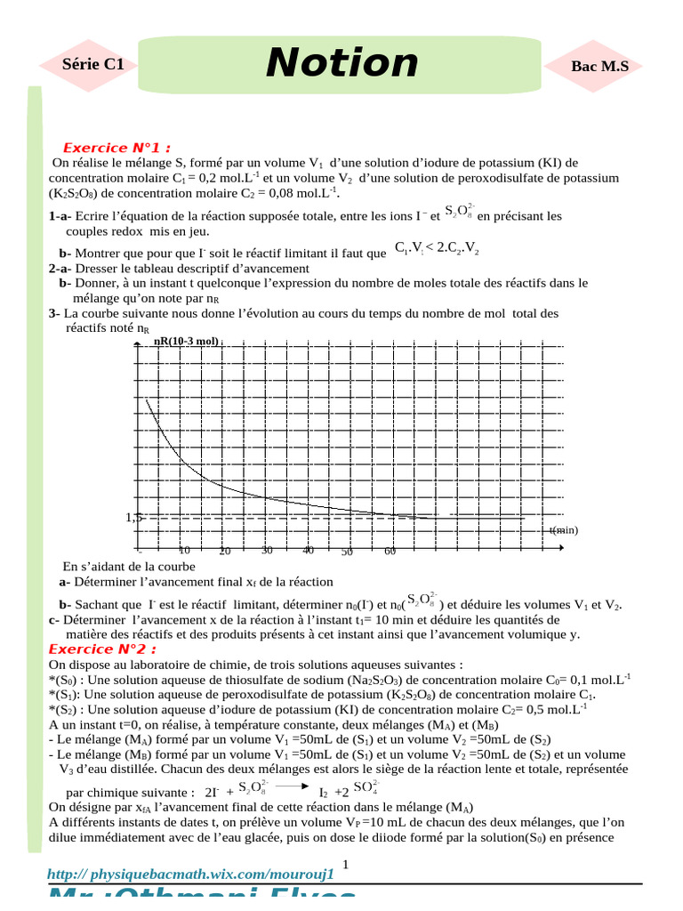 Réactions chimiques et avancements en laboratoire | PDF | Concentration ...