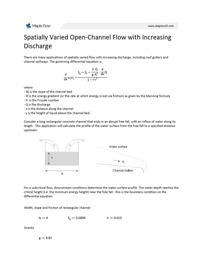 Spatially Varied Flow in Channels | PDF