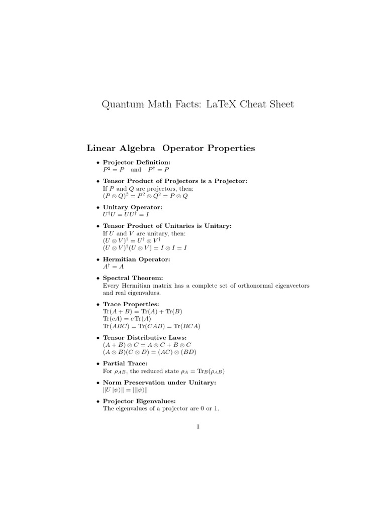 Quantum Math LaTeX Cheat Sheet | PDF | Eigenvalues And Eigenvectors ...