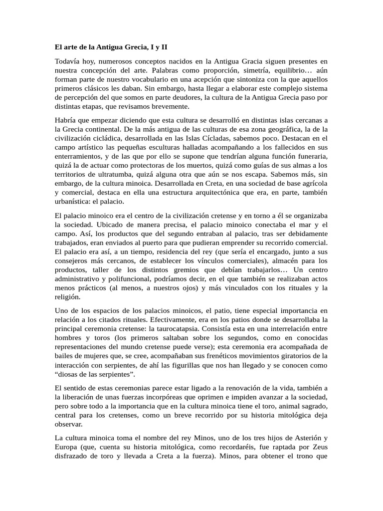 El Arte de La Antigua Grecia, I y II | PDF | Minotauro | Antigua Grecia